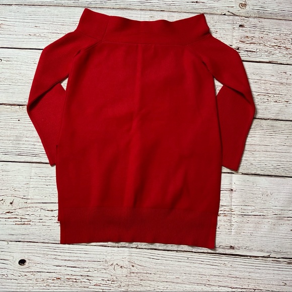 Anthropologie Elise Ribbed Off the Shoulder Tunic Sweater Red Sz M - Picture 6 of 16